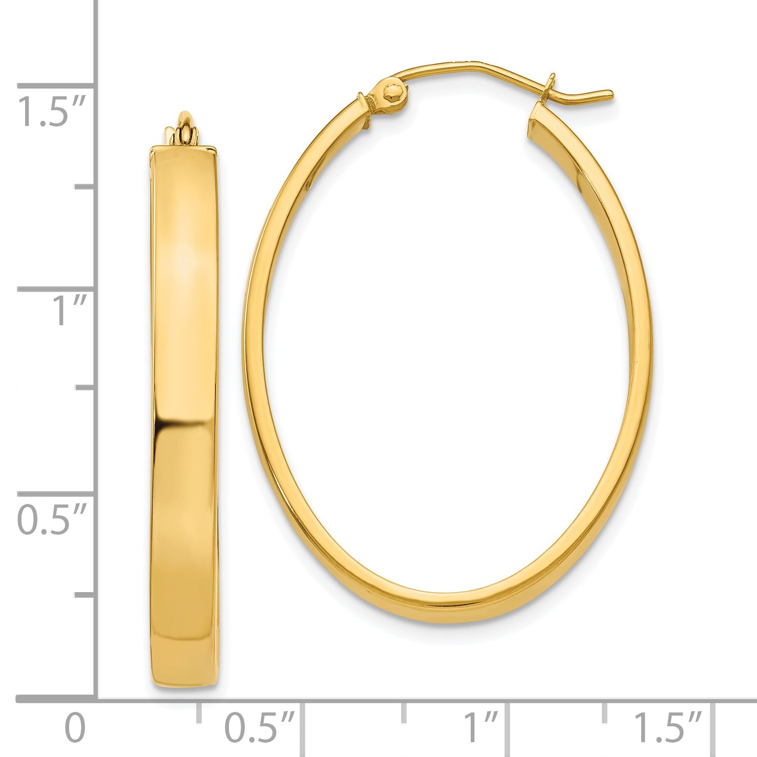 10K Yellow Gold Lightweight Oval Hoop Earrings