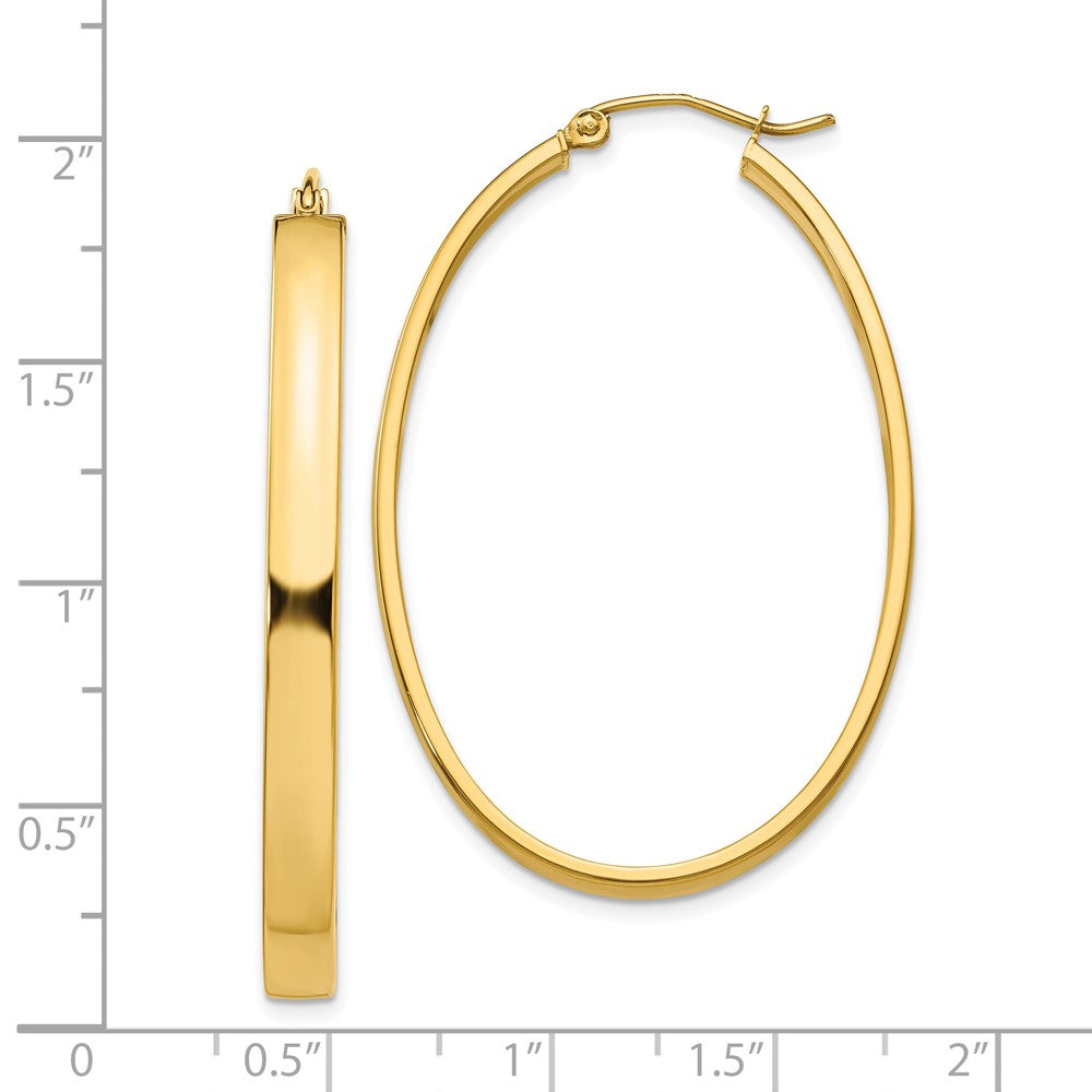 10K Yellow Gold Lightweight Oval Hoop Earrings