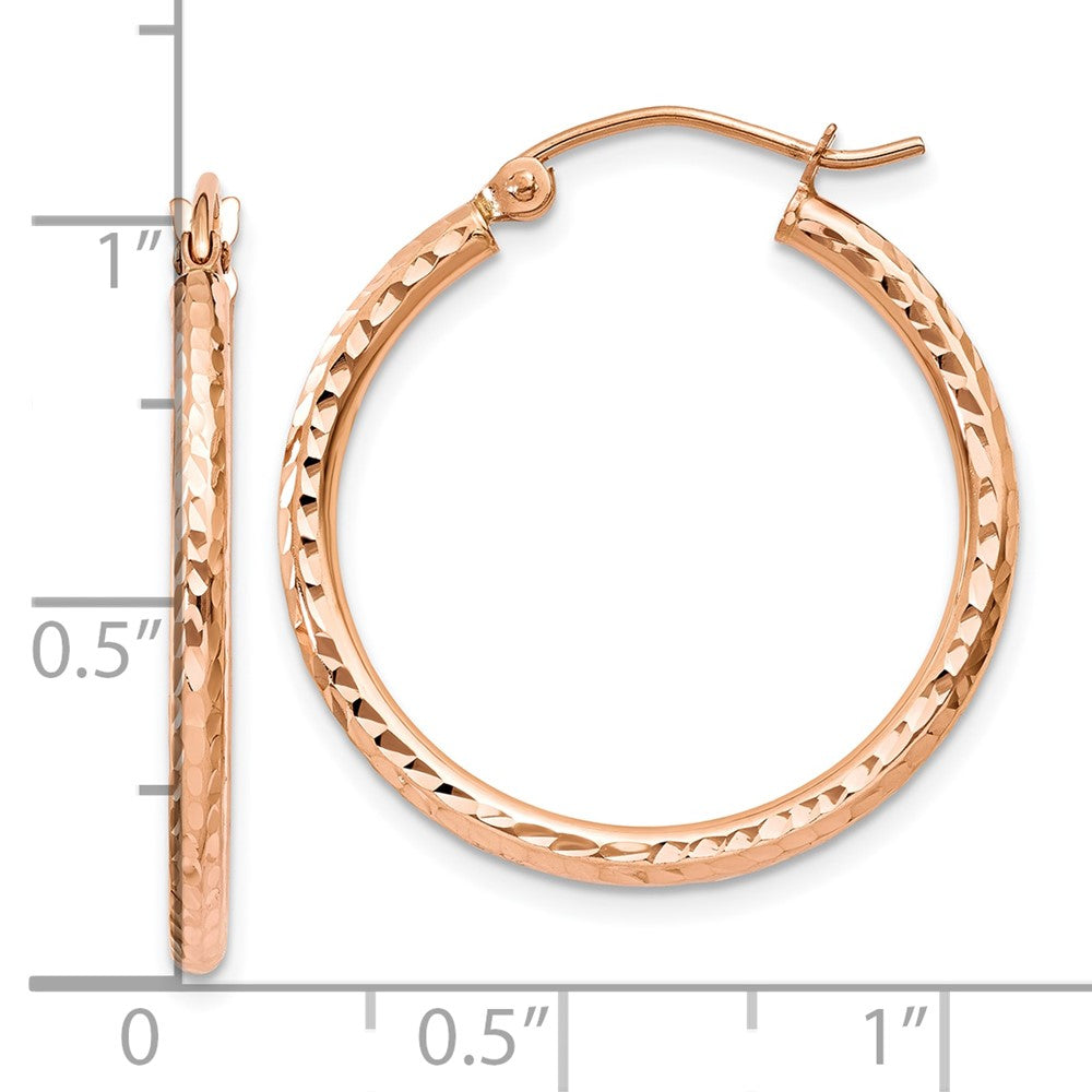 10K Rose Gold 10K Diamond-Cut Polished Hoop Earrings
