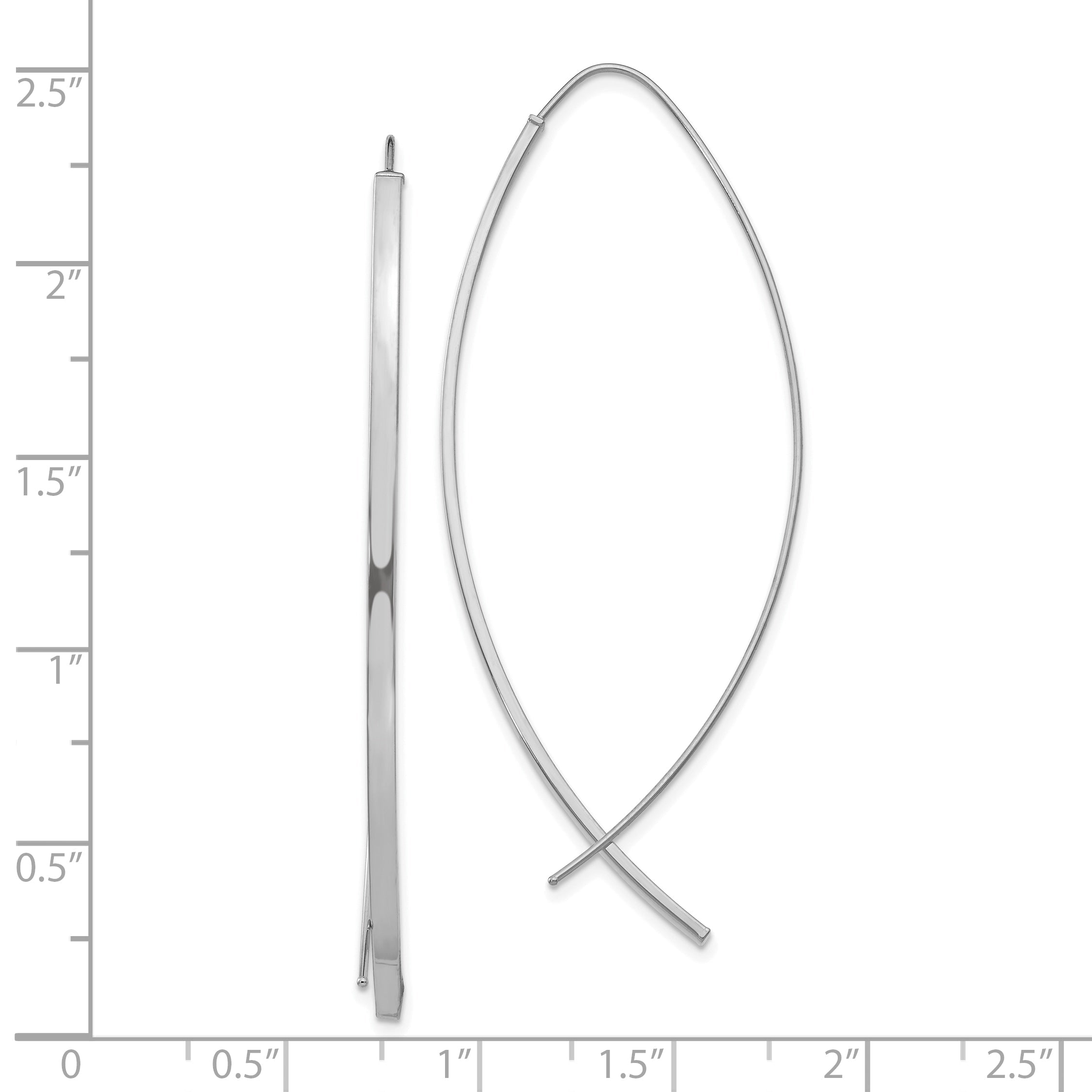 10K White Gold 1.75mm Square Tube Wire Threader Earrings