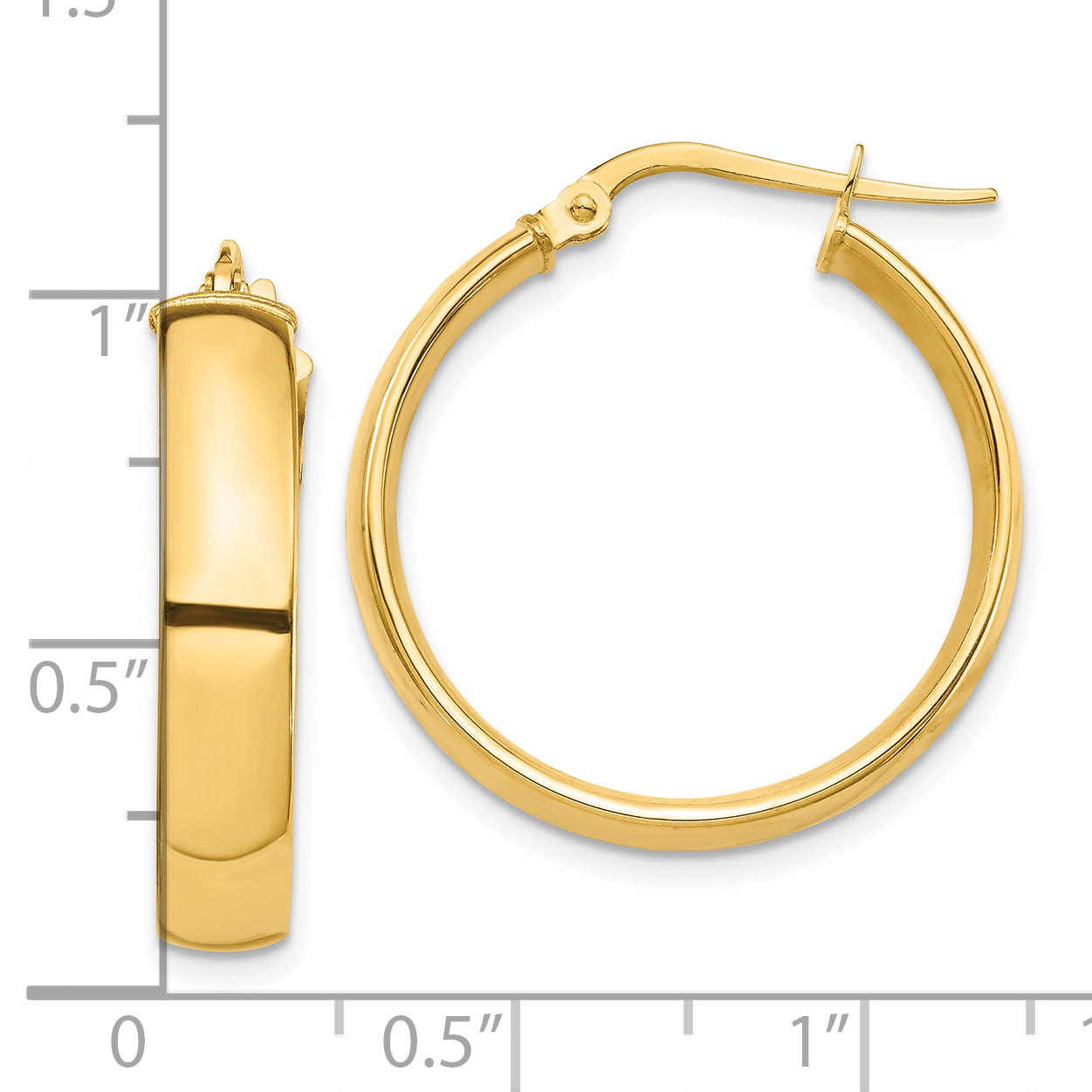 10K Yellow Gold High Polished 5mm Hoop Earrings