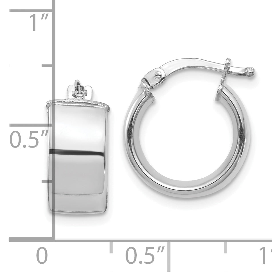 10K White Gold High Polished 7mm Hoop Earrings