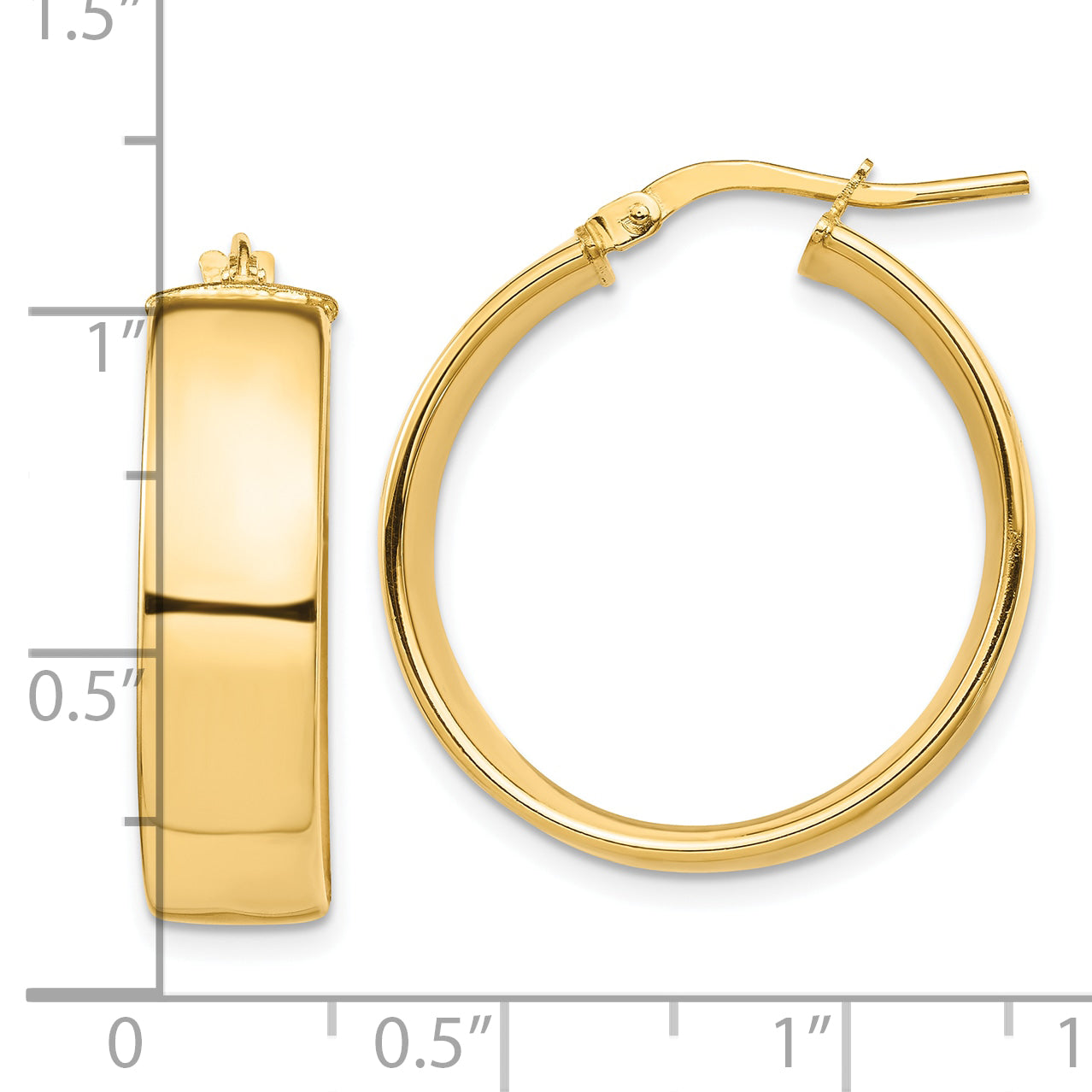 10K Yellow Gold High Polished 7mm Hoop Earrings