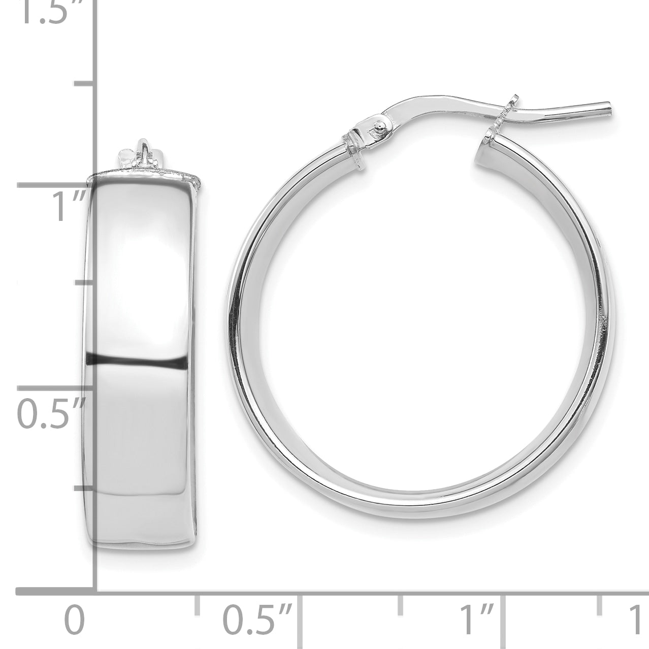 10K White Gold High Polished 7mm Hoop Earrings