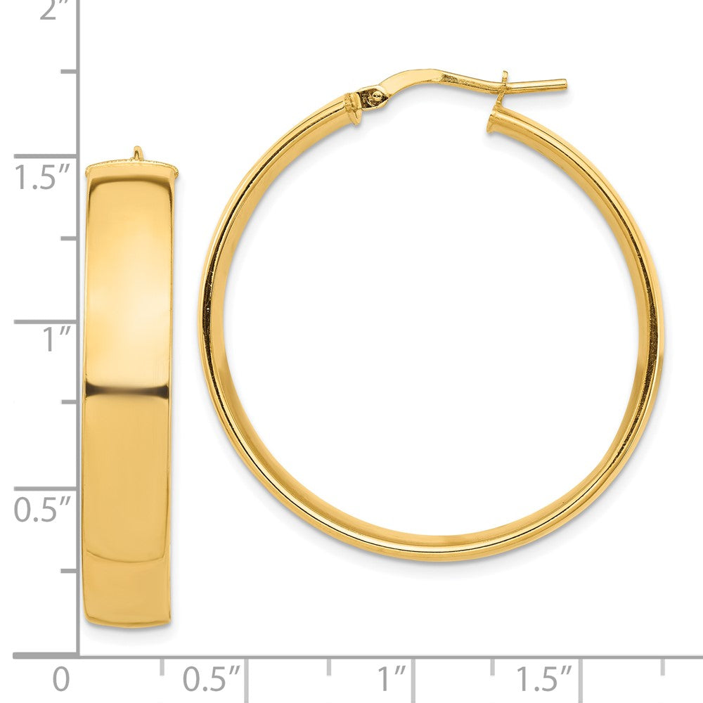 10K Yellow Gold High Polished 7mm Hoop Earrings