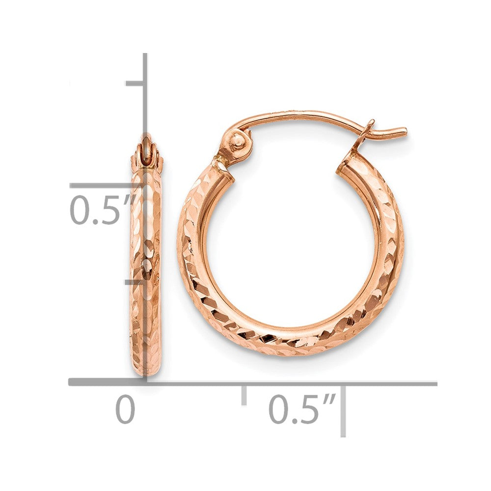 10K Rose Gold 10K Lightweight Diamond-Cut Hoop Earrings