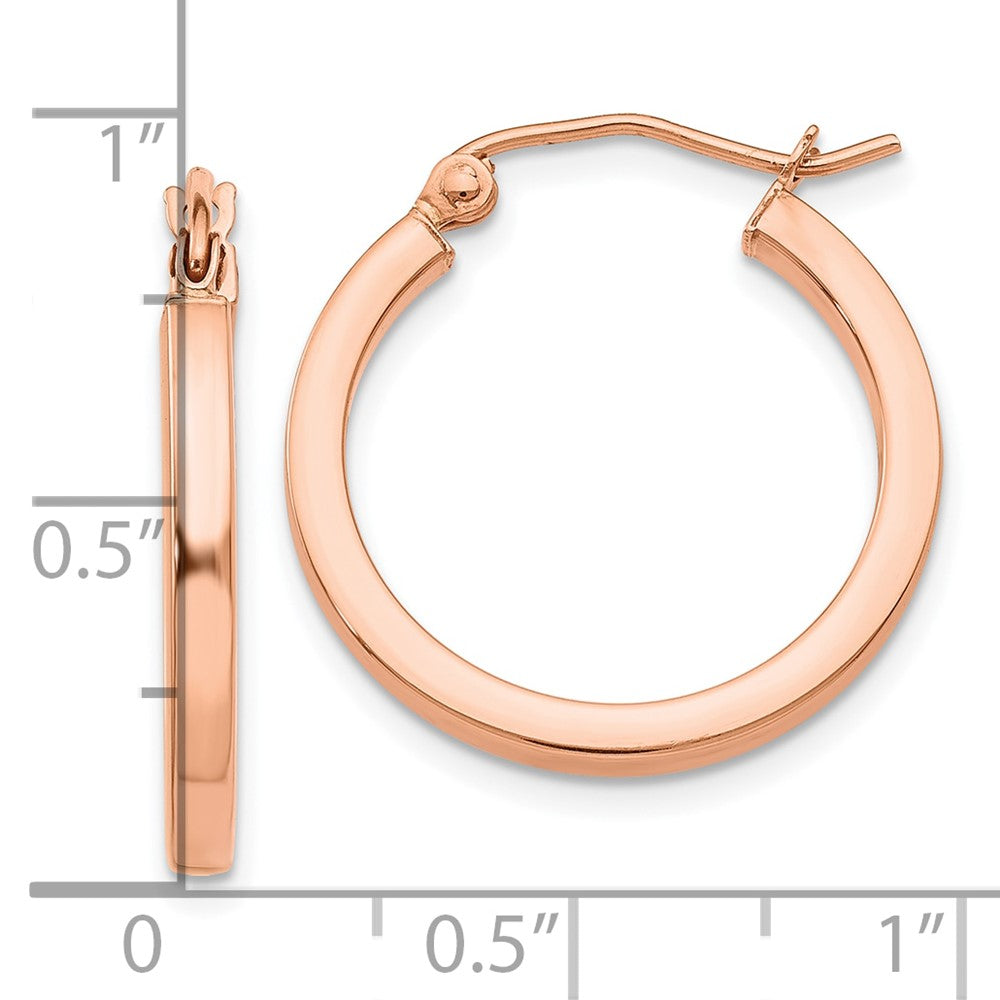 10K Rose Gold Lightweight Square Tube Hoop Earrings