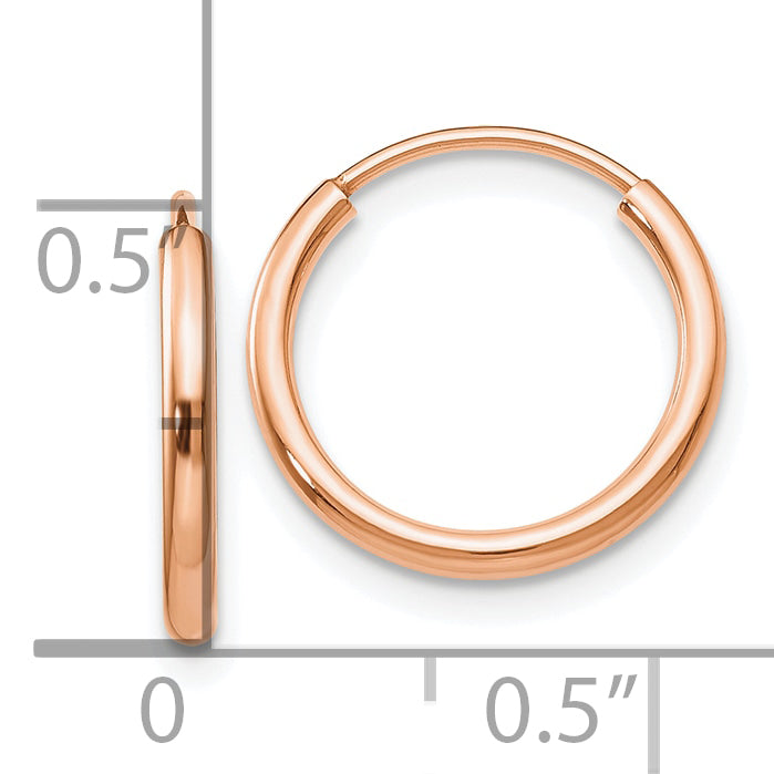 10K Rose Gold Polished Endless Tube Hoop Earrings