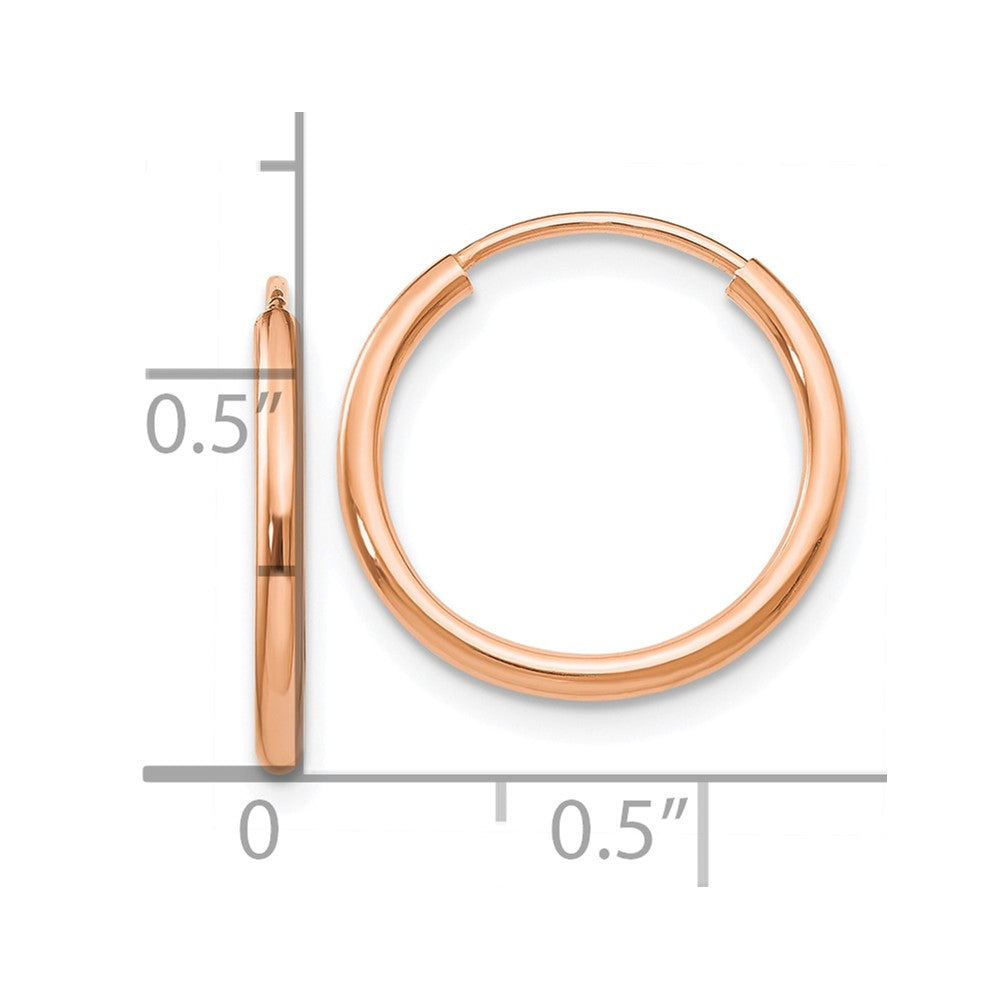 10K Rose Gold Polished Endless Tube Hoop Earrings