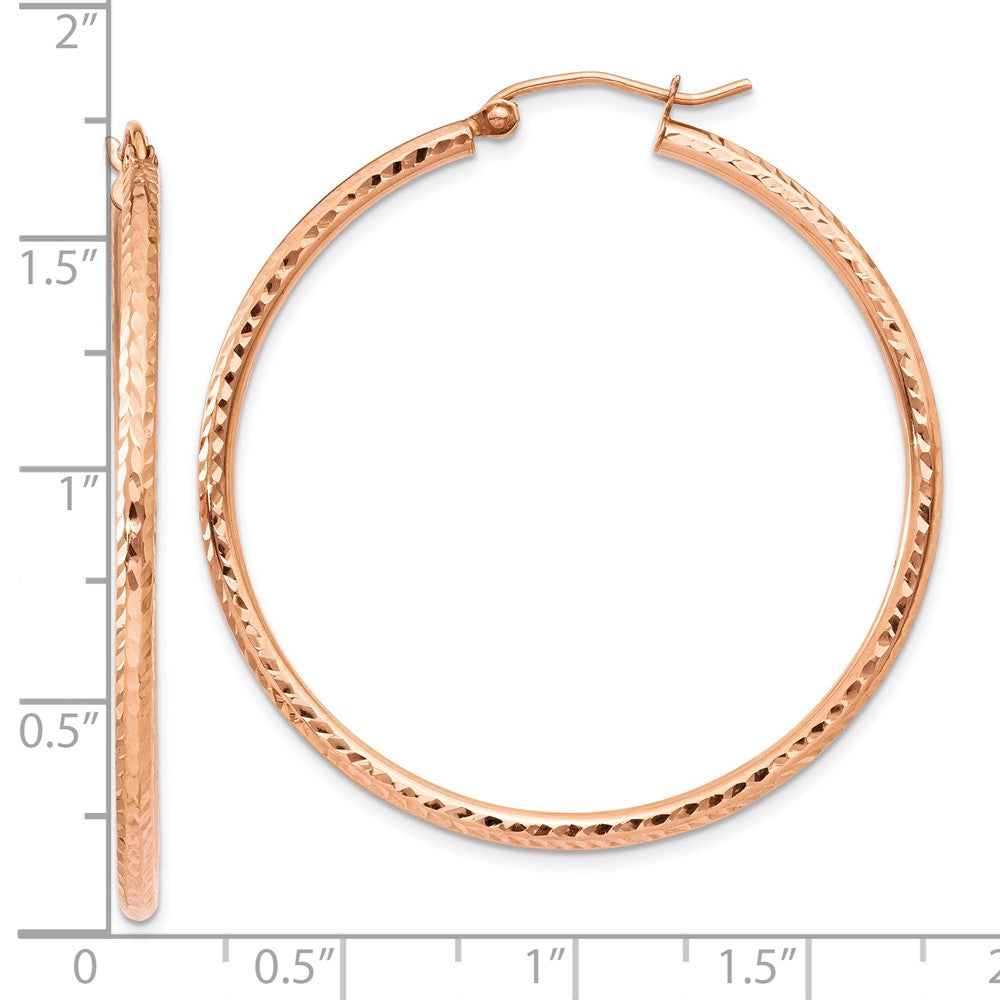 10K Rose Gold 10K Polished Lightweight Large Diamond-Cut Tube Hoop Earrings