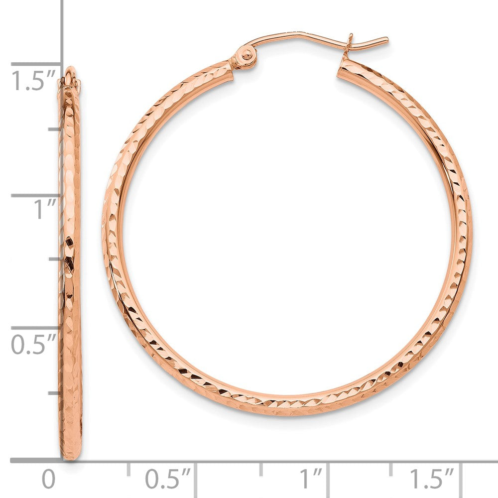 10K Rose Gold 10K Polished Lightweight Large Diamond-Cut Tube Hoop Earrings