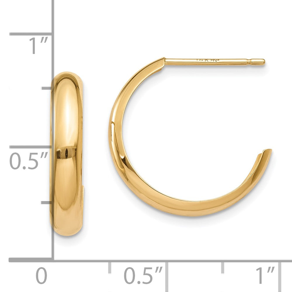 10K Yellow Gold Polished 3.5mm J-Hoop Earrings