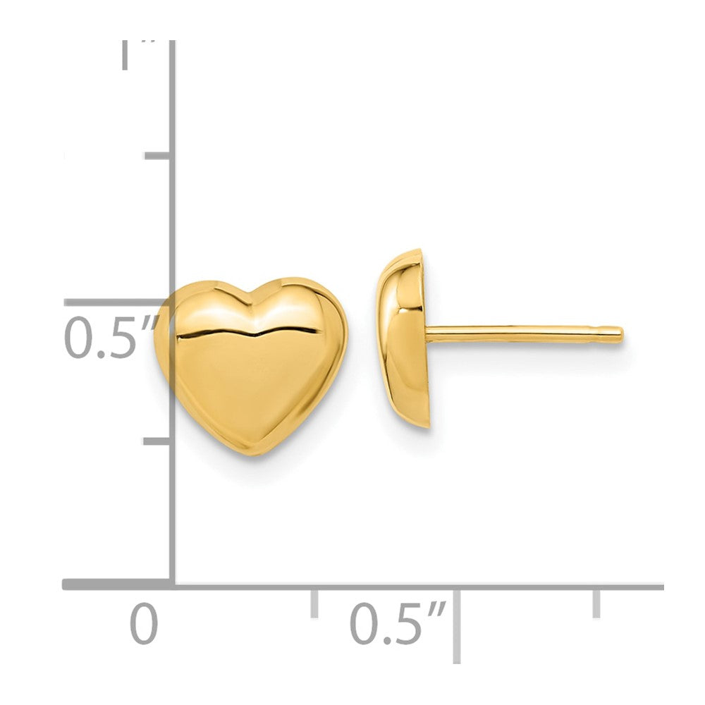 10K Yellow Gold Polished Heart Post Earrings