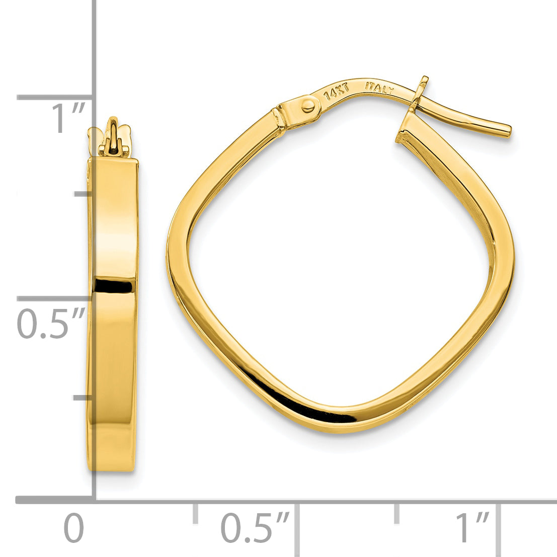 10K Yellow Gold 10K Flat Edge Square Hoop Earrings