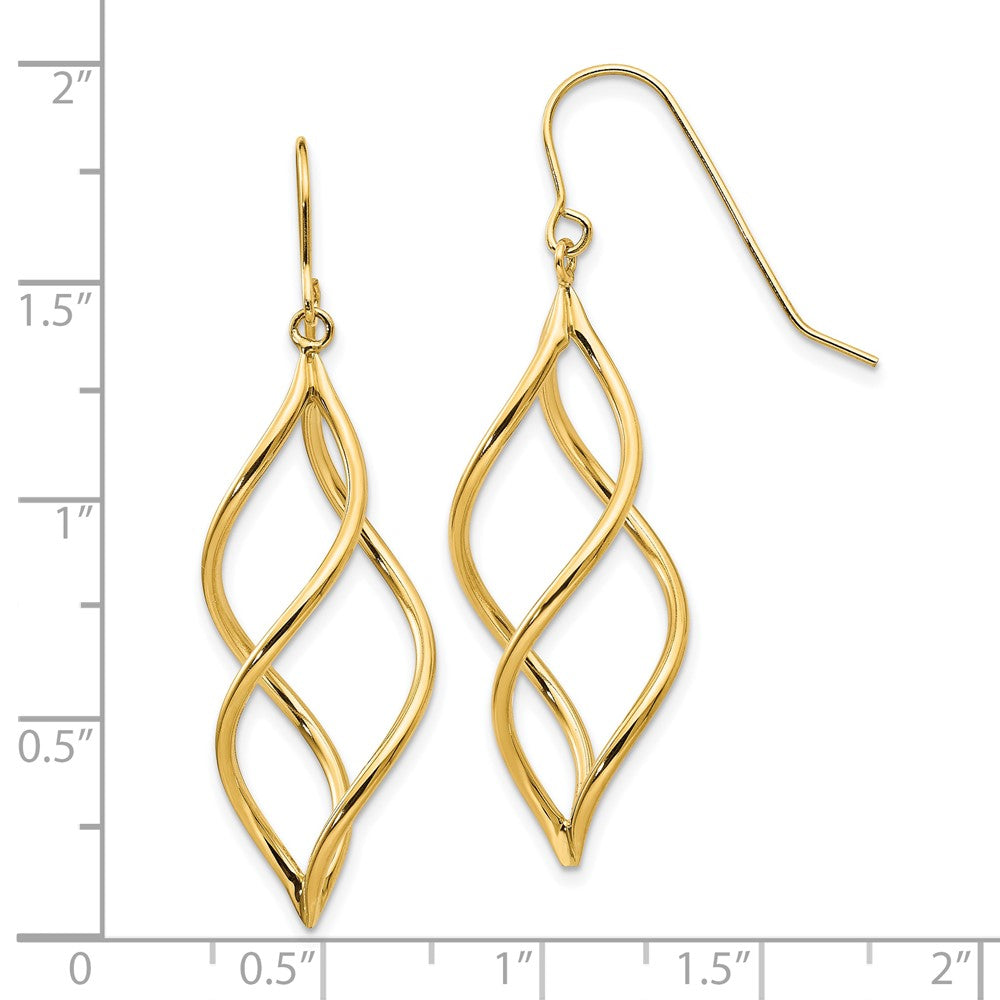 10K Yellow Gold Twisted Dangle Earrings