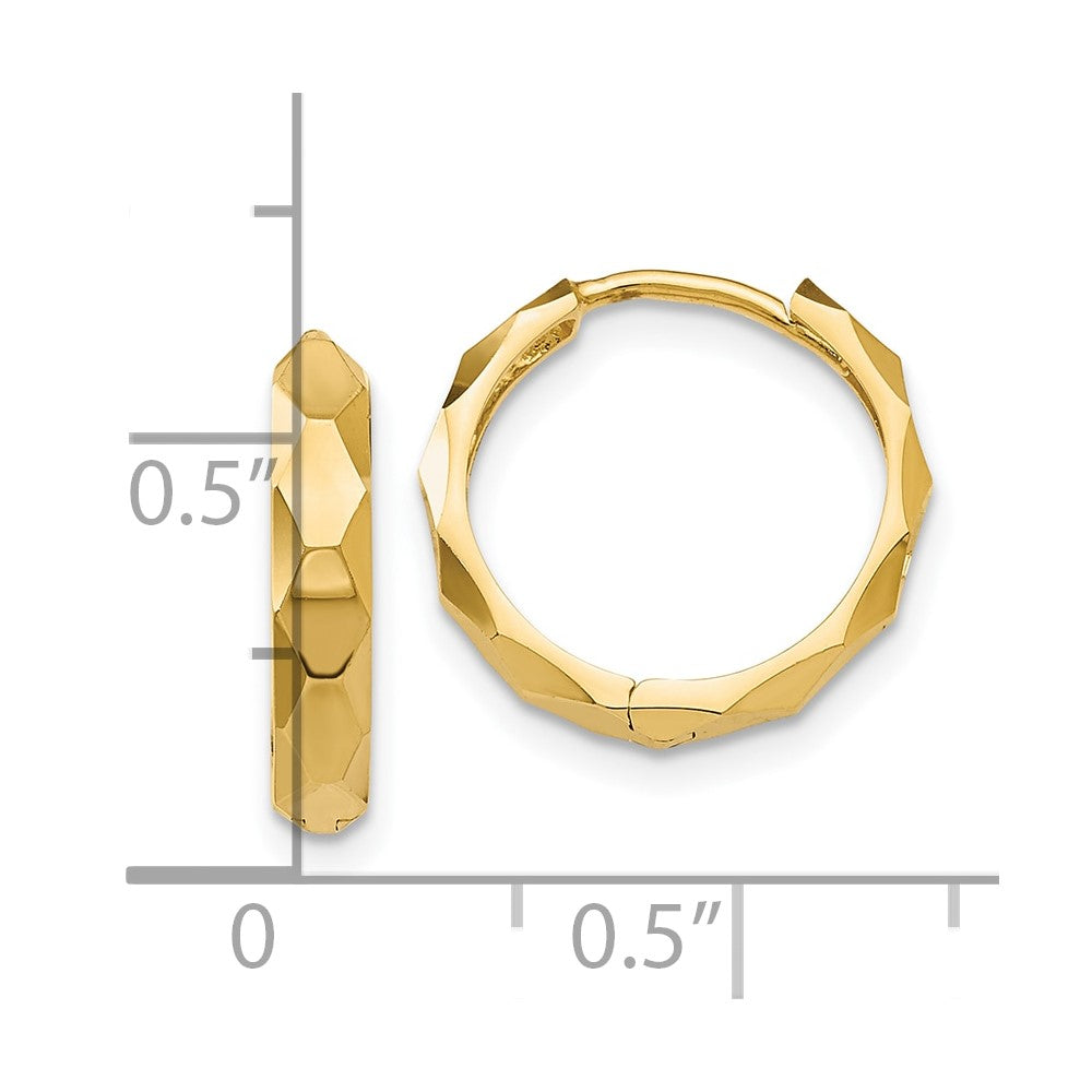 10K Yellow Gold Diamond-Cut Hoop Earrings