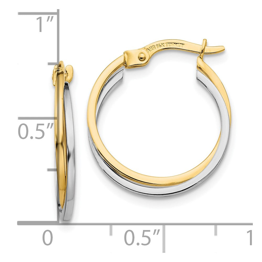 10K Two-Tone Polished Hollow Hoop Earrings