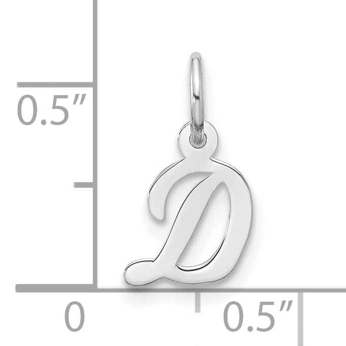 10K White Gold 10Kw Small Script Initial D Charm
