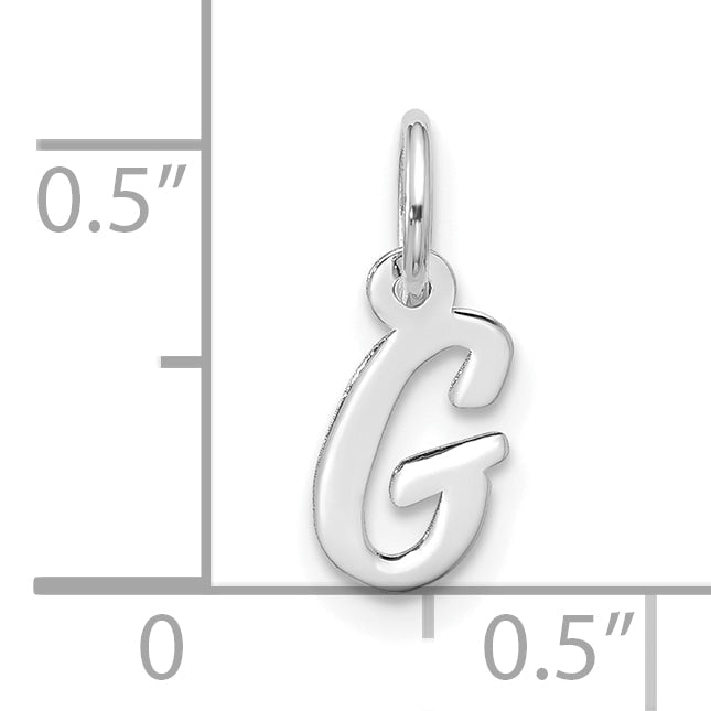 10K White Gold 10Kw Small Script Initial G Charm