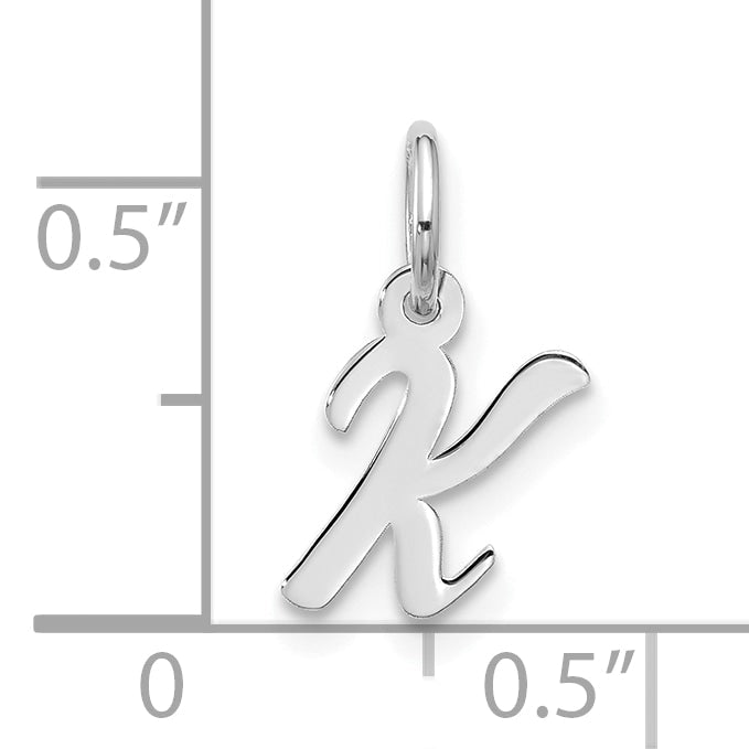 10K White Gold 10Kw Small Script Initial K Charm