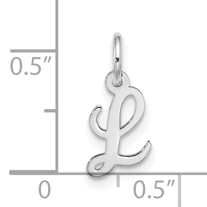 10K White Gold 10Kw Small Script Initial L Charm