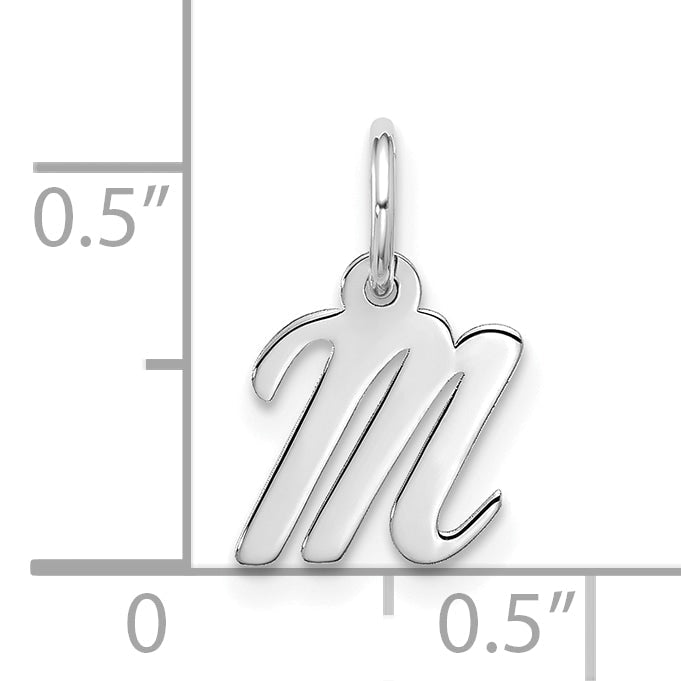 10K White Gold 10Kw Small Script Initial M Charm