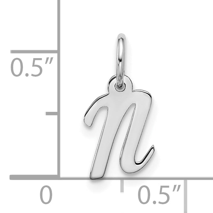 10K White Gold 10Kw Small Script Initial N Charm