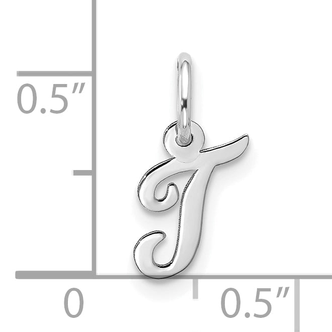 10K White Gold 10Kw Small Script Initial T Charm