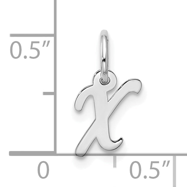 10K White Gold 10Kw Small Script Initial X Charm