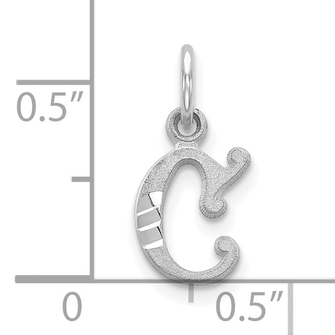 10K White Gold Diamond-Cut Initial C Charm