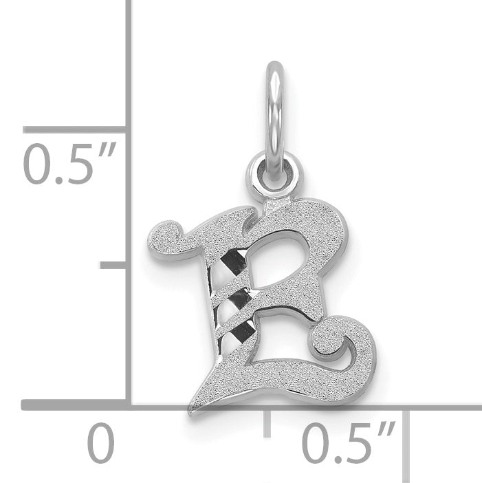 10K White Gold 10Kw Diamond-Cut Initial E Charm