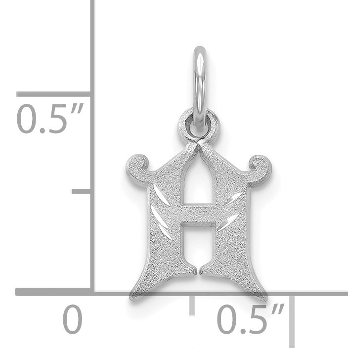 10K White Gold 10Kw Diamond-Cut Initial H Charm