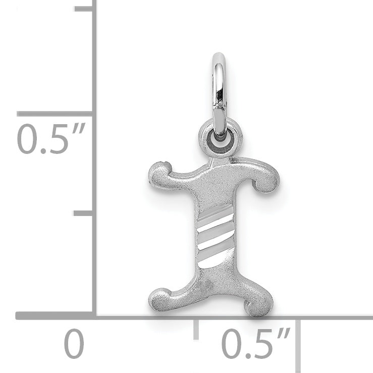 10K White Gold 10Kw Diamond-Cut Initial I Charm