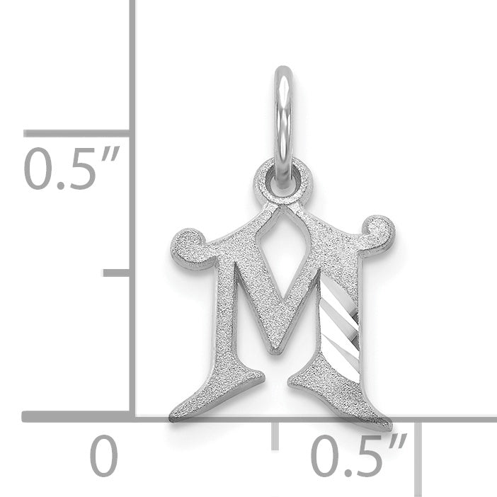 10K White Gold 10Kw Diamond-Cut Initial M Charm