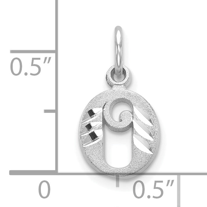 10K White Gold 10Kw Diamond-Cut Initial O Charm