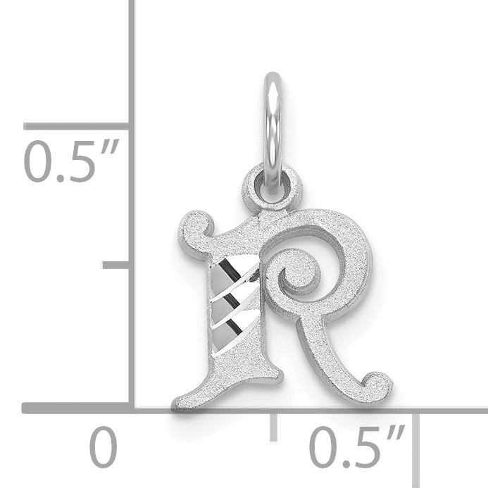 10K White Gold 10Kw Diamond-Cut Initial R Charm