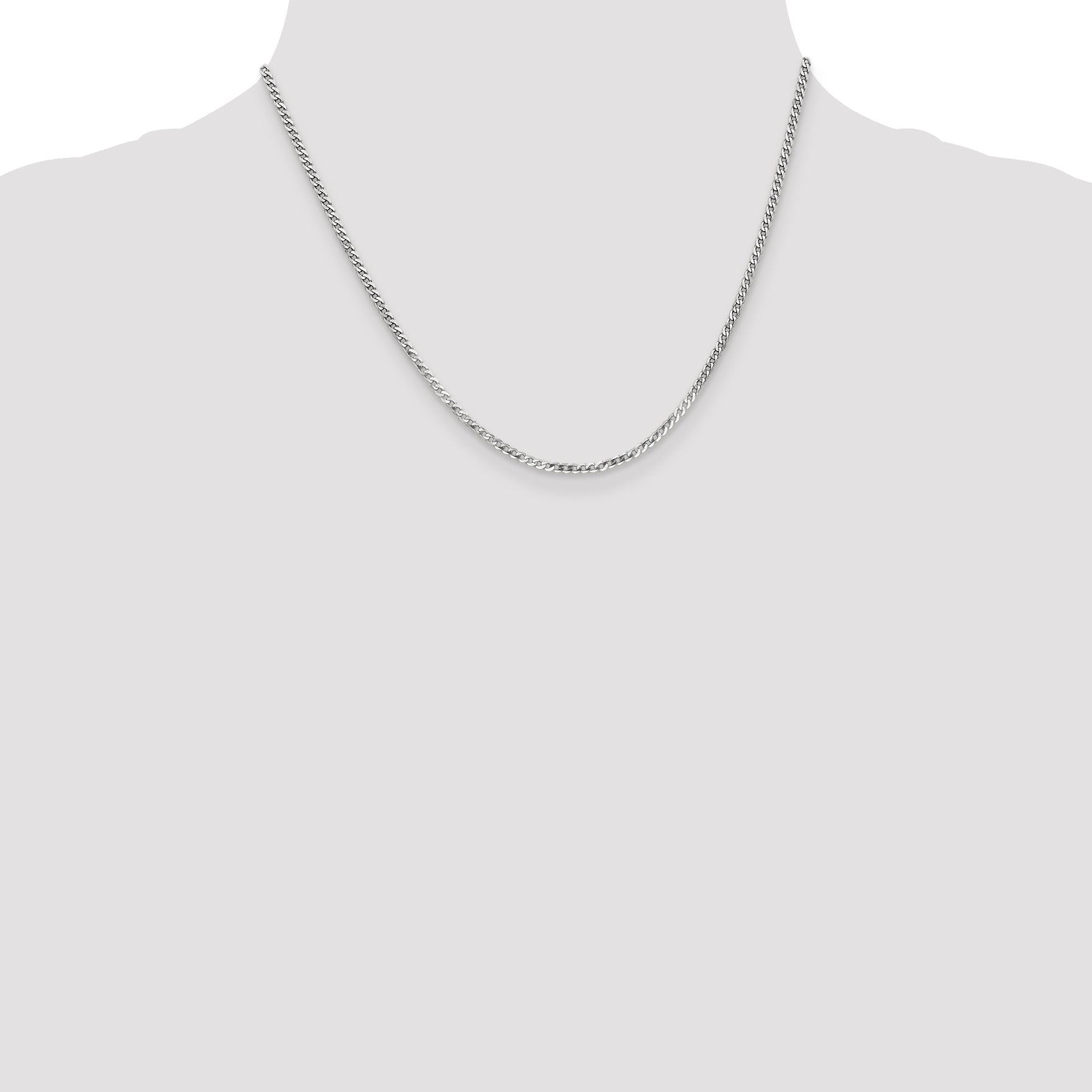 18 Inch 10K White Gold Wg 2.2mm Flat Beveled Curb Chain Necklace