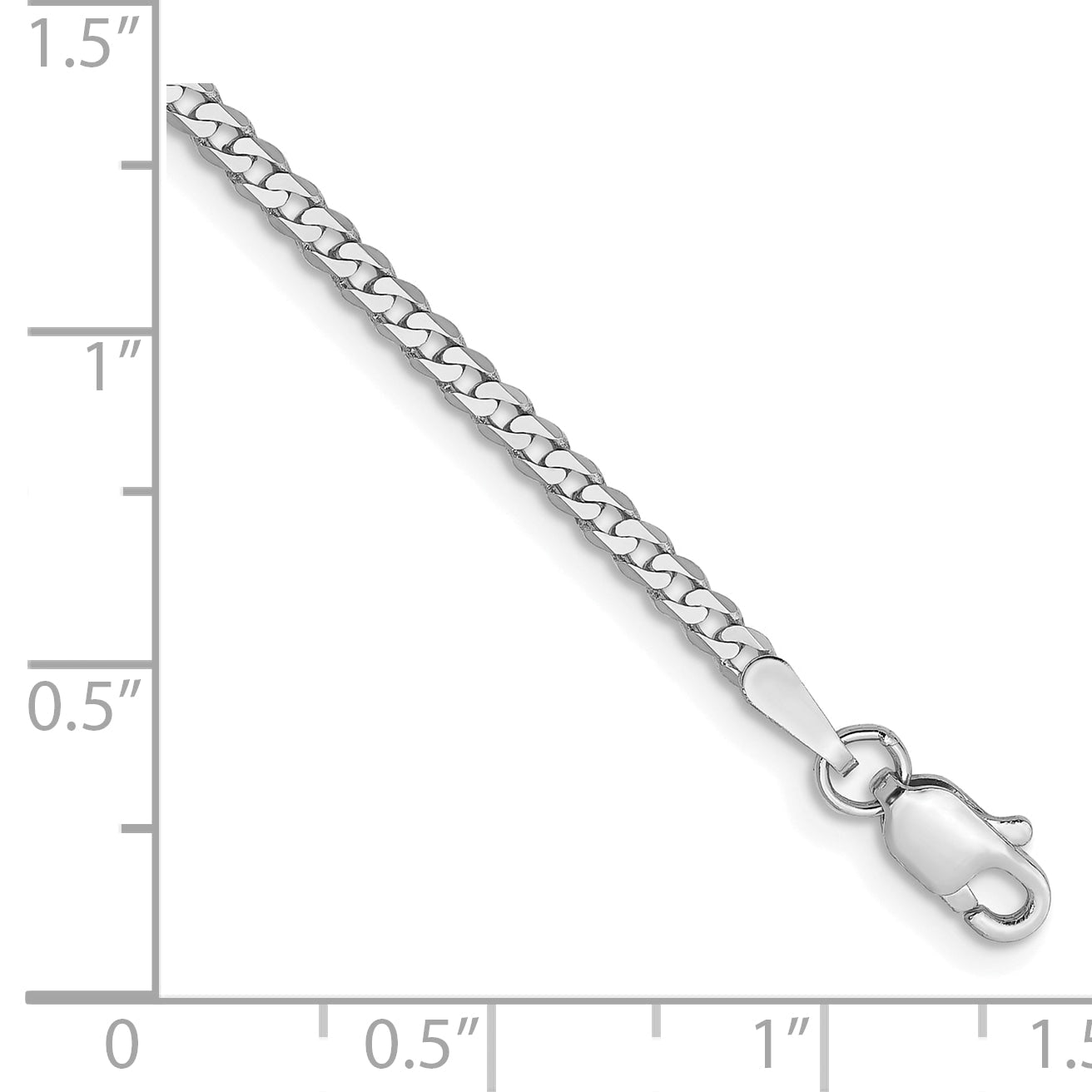 7 Inch 10K White Gold Wg 2.2mm Flat Beveled Curb Chain Bracelet