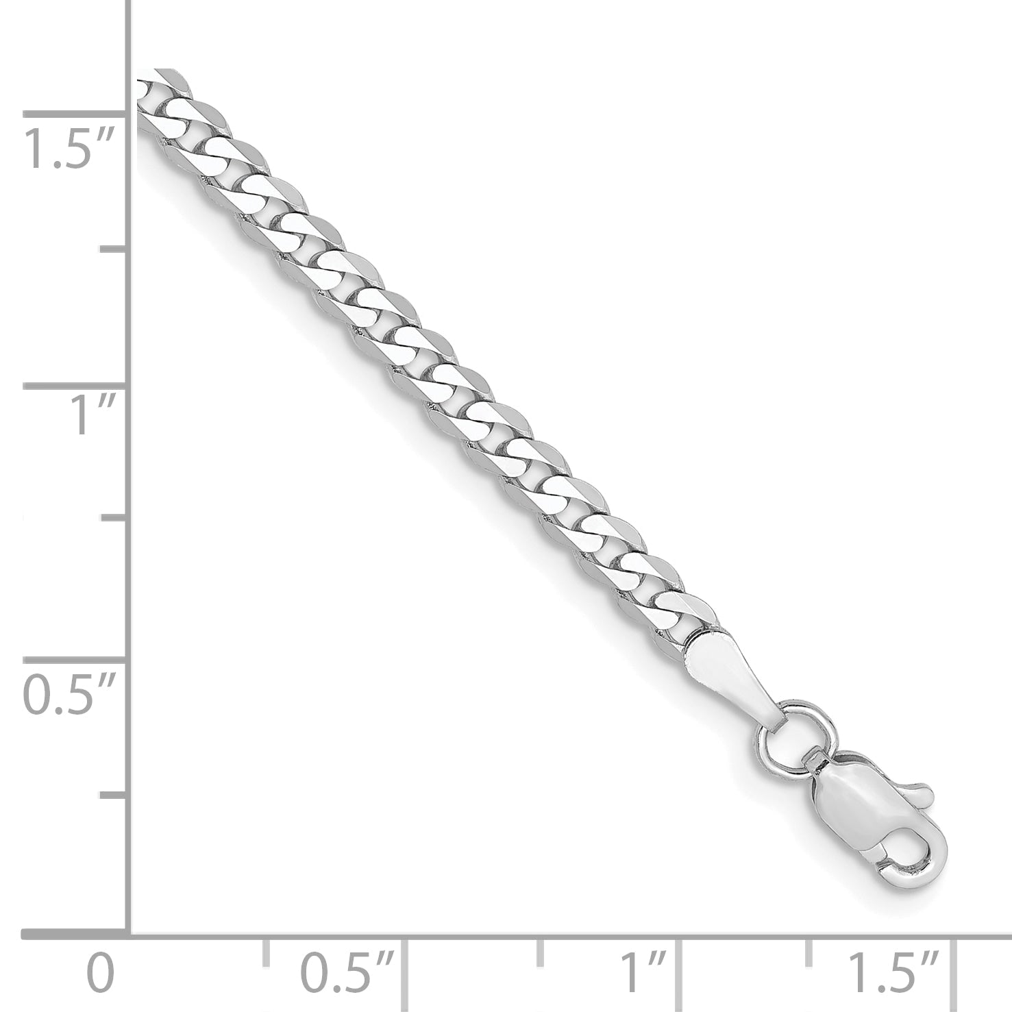 8 Inch 10K White Gold Wg 2.9mm Flat Beveled Curb Chain Bracelet
