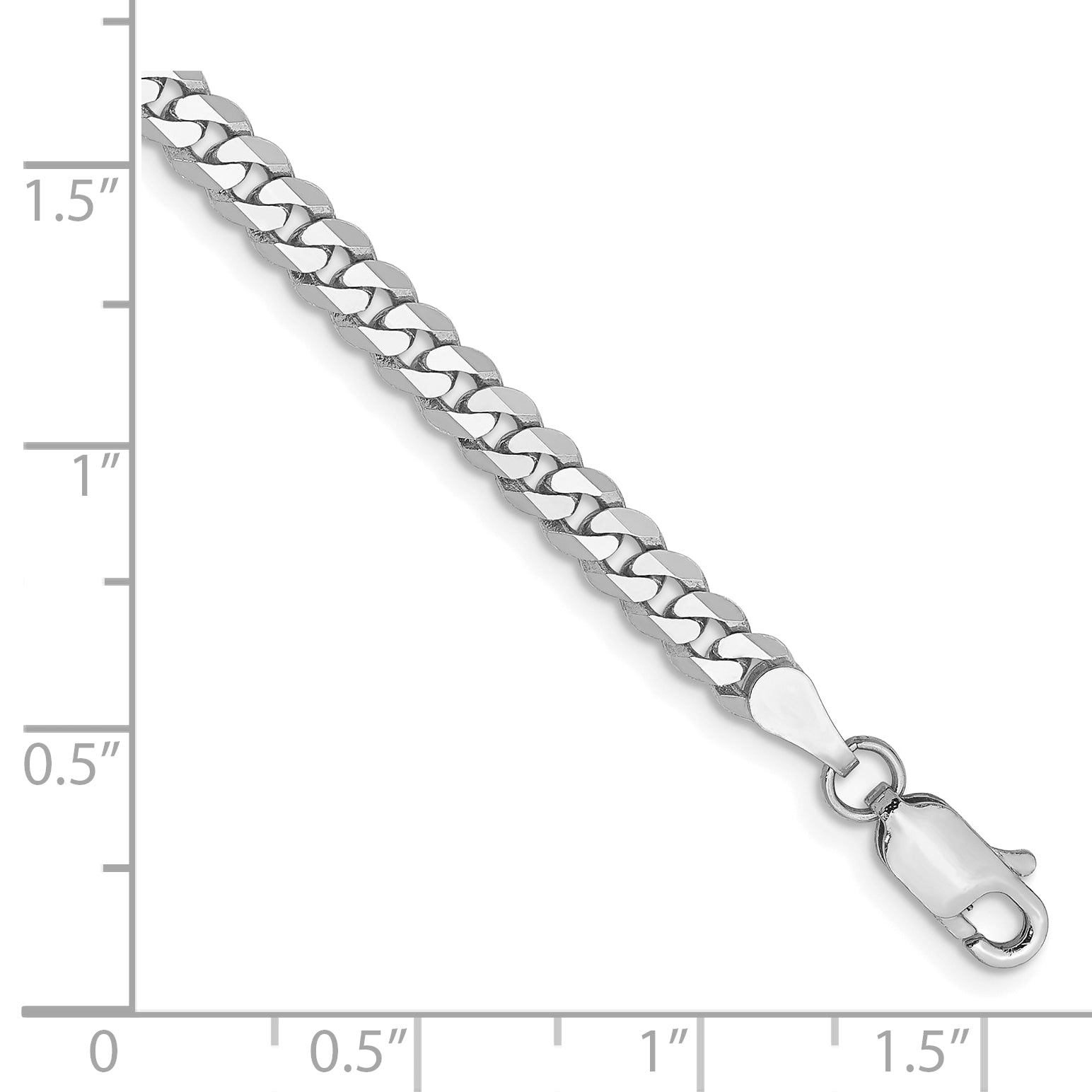 7 Inch 10K White Gold Wg 3.9mm Flat Beveled Curb Chain Bracelet