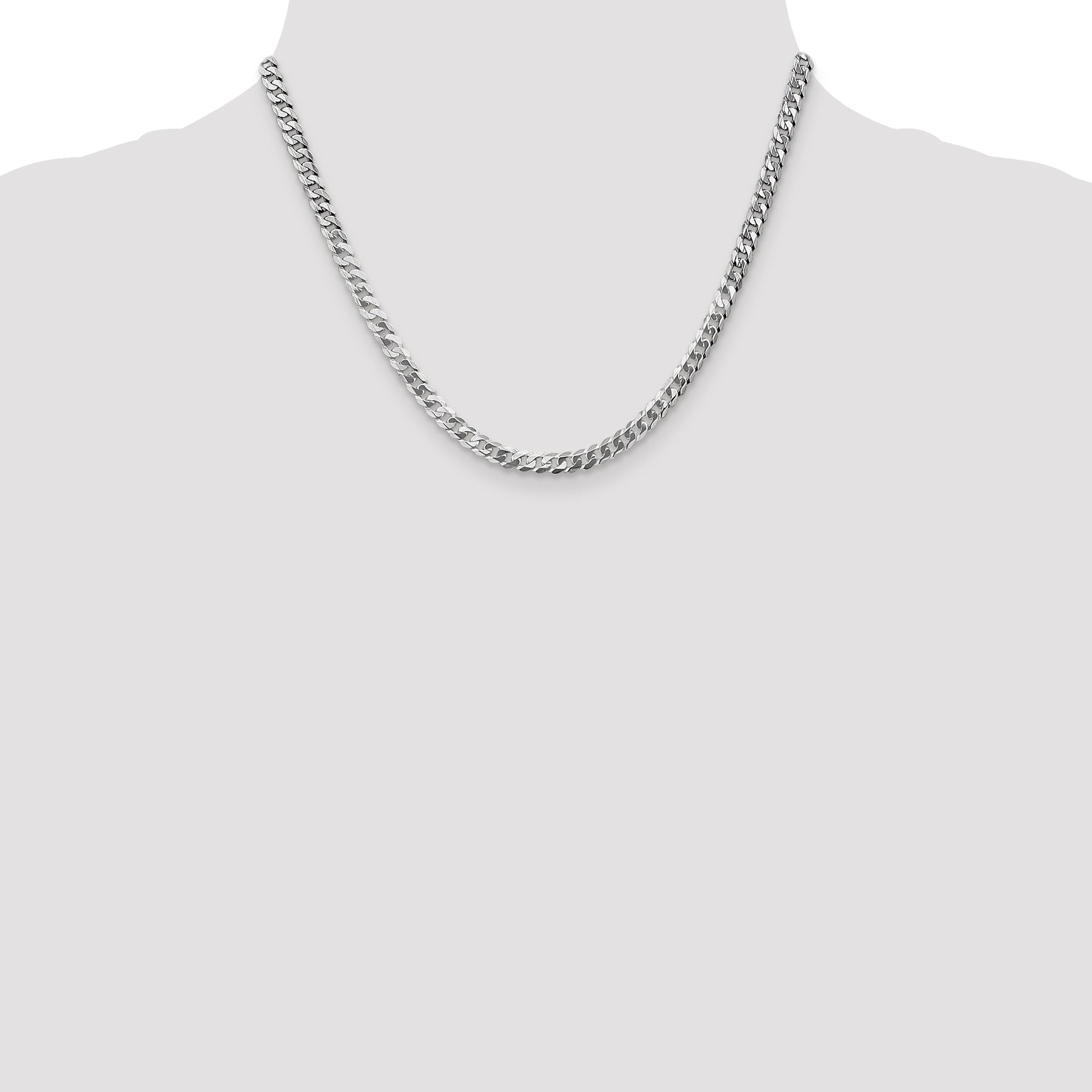 18 Inch 10K White Gold Wg 4.75mm Flat Beveled Curb Chain Necklace