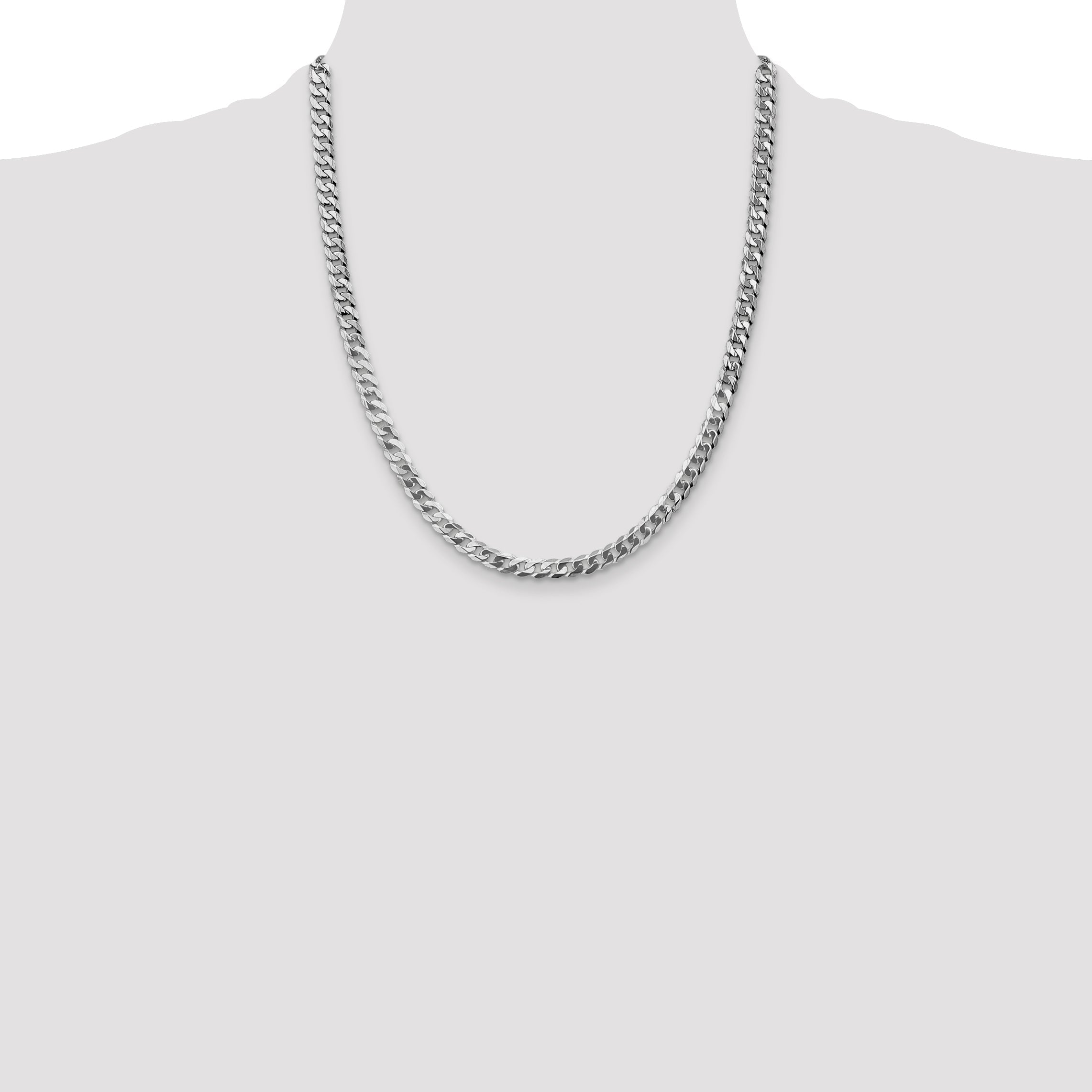 22 Inch 10K White Gold Wg 4.75mm Flat Beveled Curb Chain Necklace