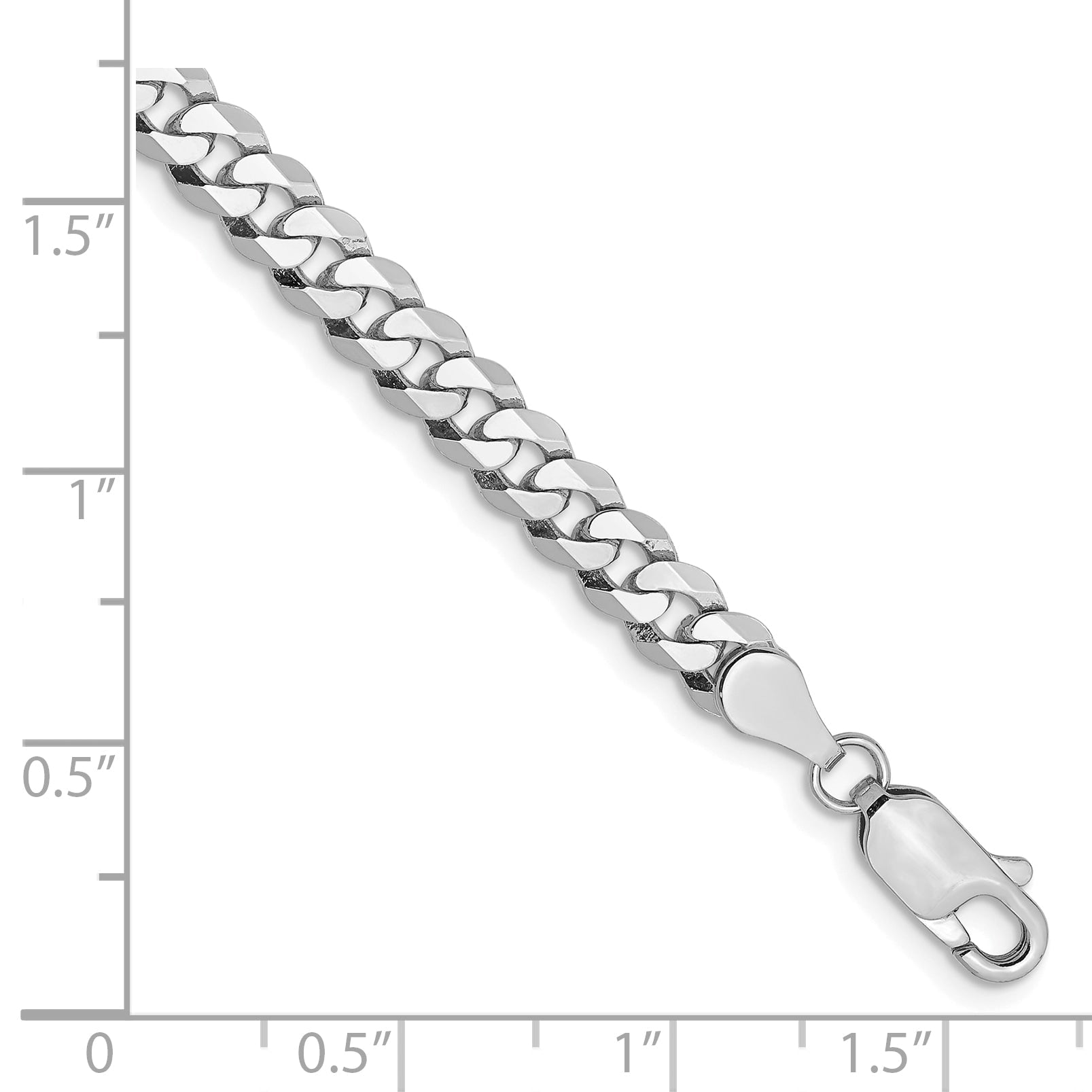 7 Inch 10K White Gold Wg 4.75mm Flat Beveled Curb Chain Bracelet