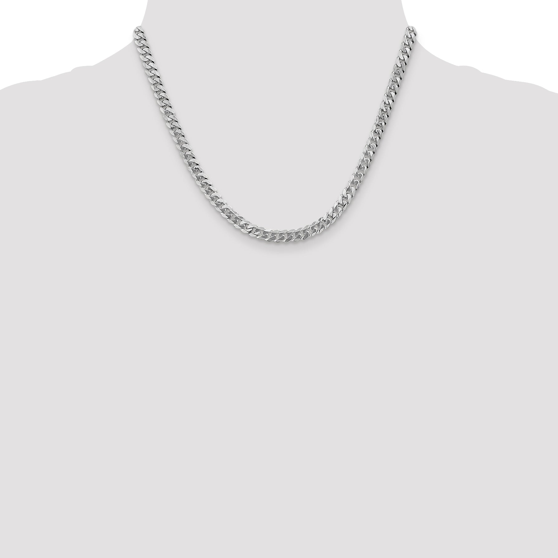 18 Inch 10K White Gold Wg 5.75mm Flat Beveled Curb Chain Necklace