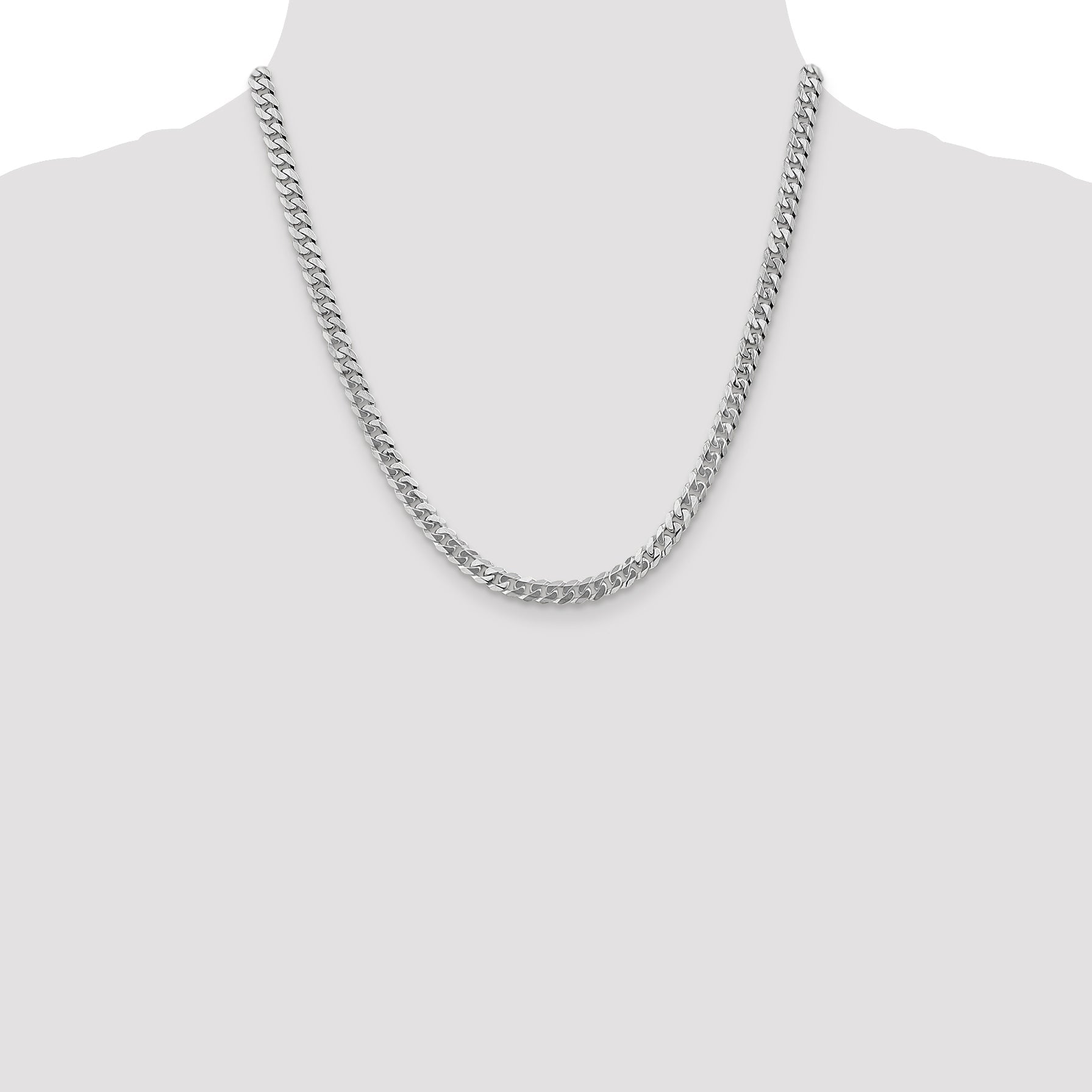 2 Inch 10K White Gold Wg 5.75mm Flat Beveled Curb Chain Necklace