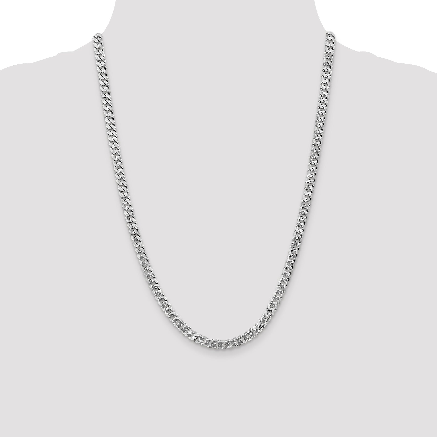 24 Inch 10K White Gold Wg 5.75mm Flat Beveled Curb Chain Necklace