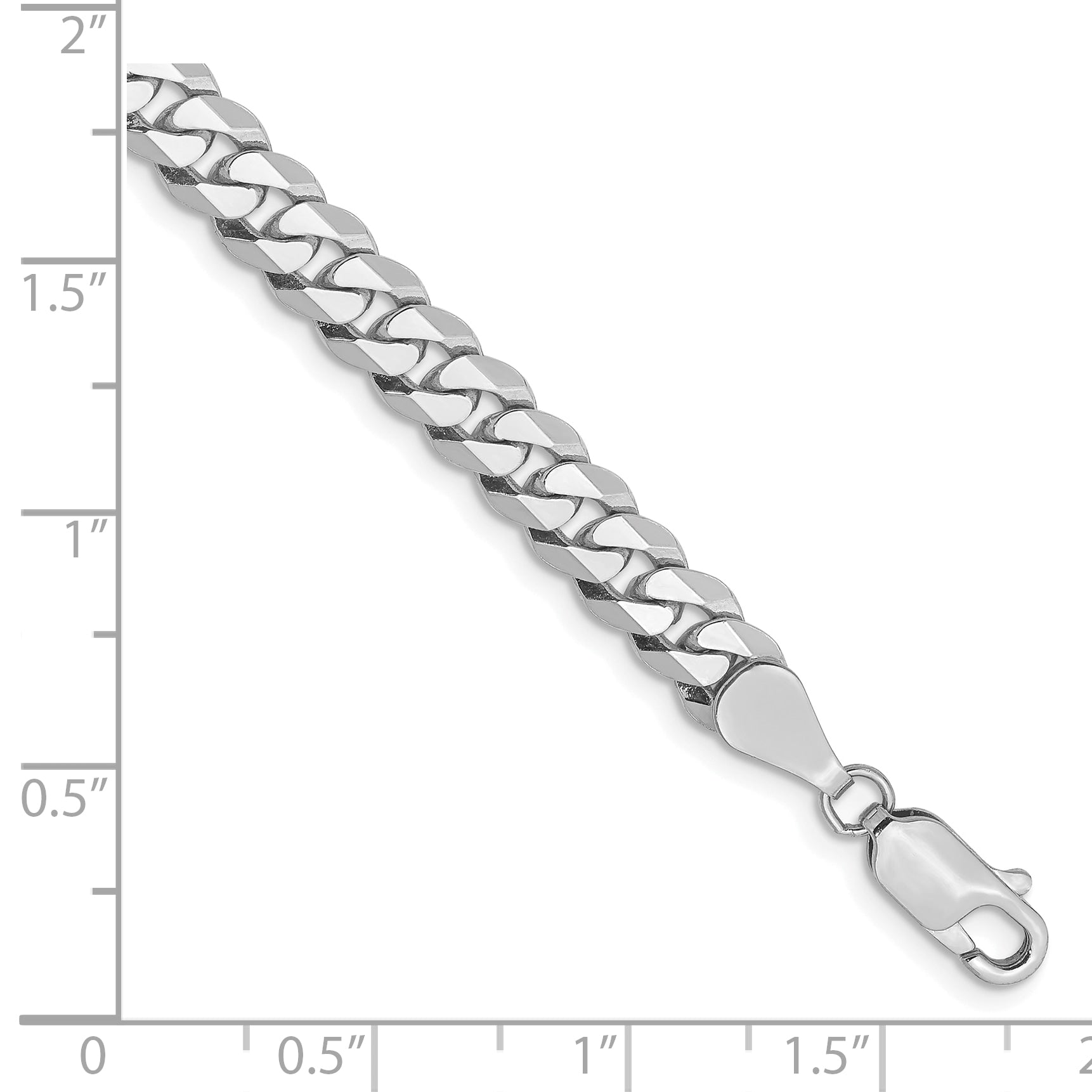 7 Inch 10K White Gold Wg 5.75mm Flat Beveled Curb Chain Bracelet
