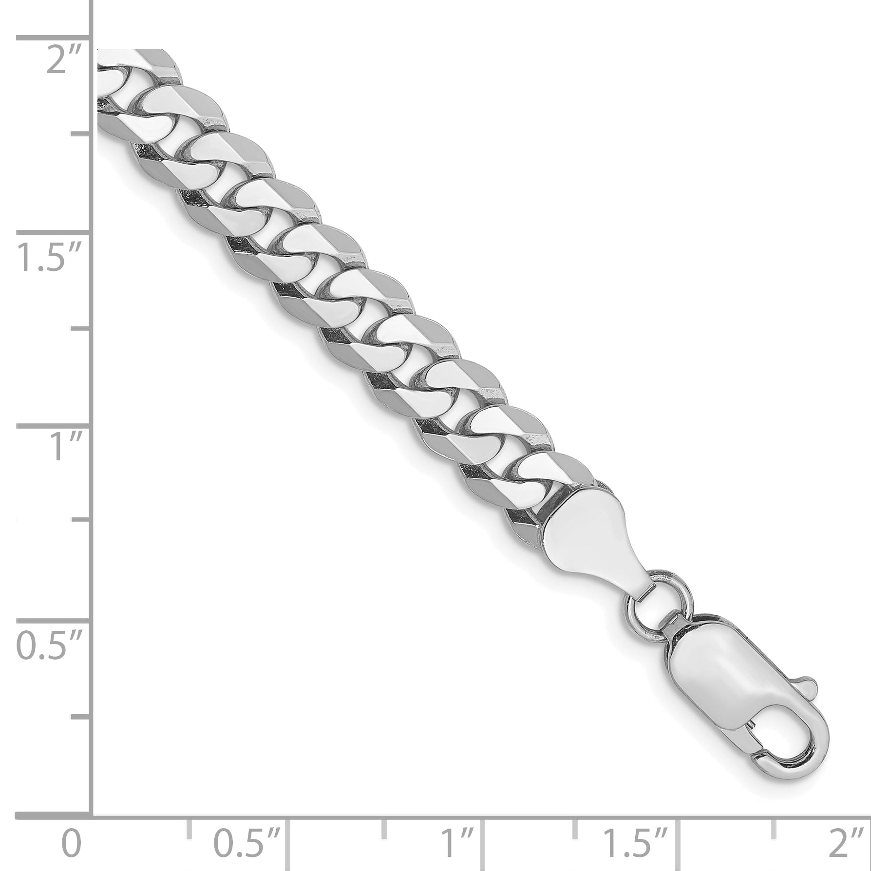 8 Inch 10K White Gold Wg 6.25mm Flat Beveled Curb Chain Bracelet