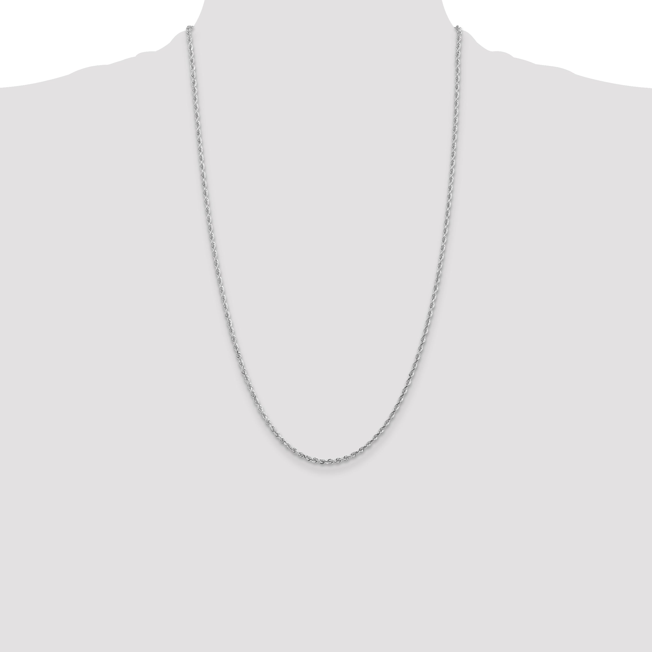 26 Inch 10K White Gold 2.25mm D/C Quadruple Rope Chain Necklace