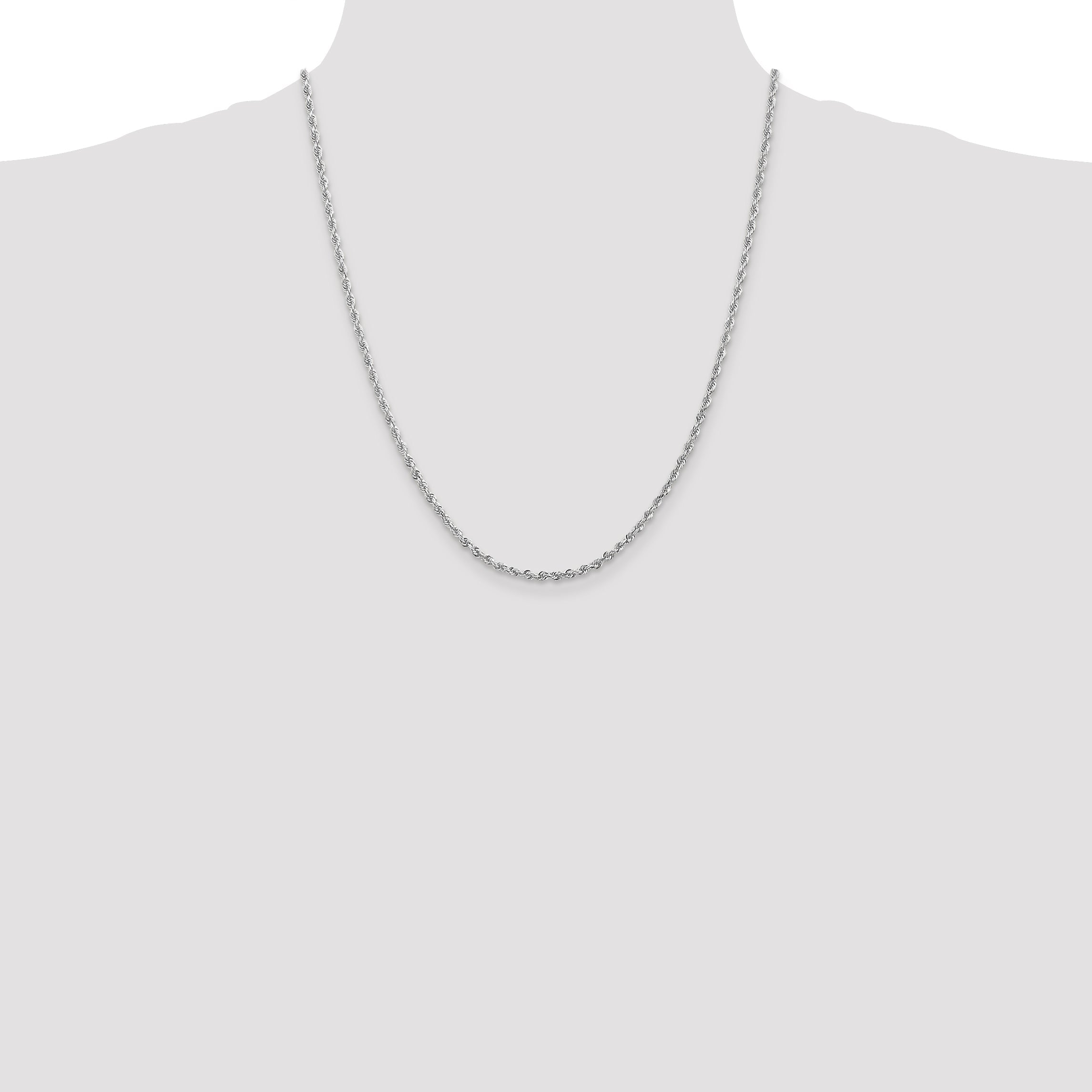 22 Inch 10K White Gold 2.75mm D/C Quadruple Rope Chain Necklace
